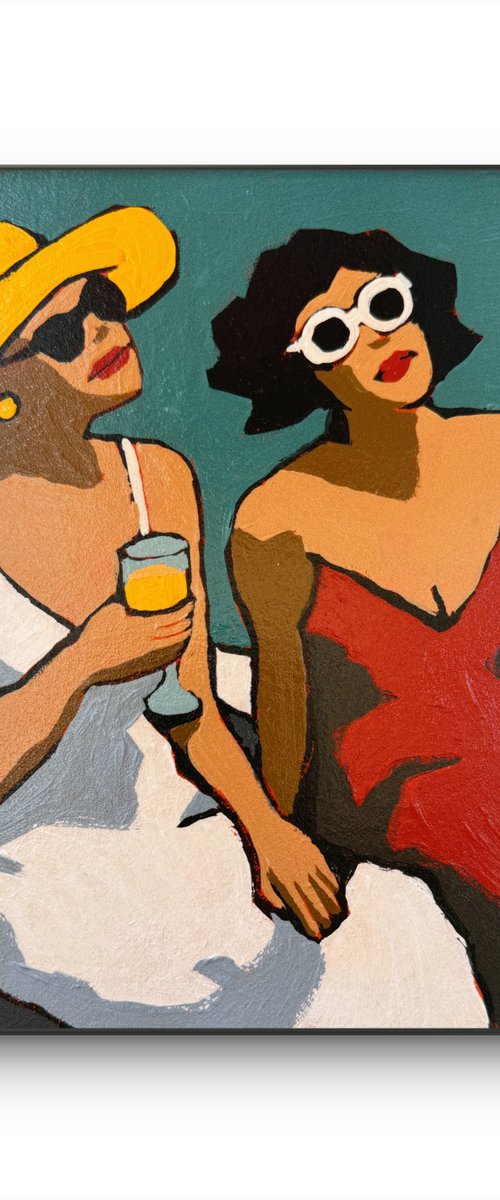 Whimsical Women. Original Painting 8x8 inch by Daria Baklykova