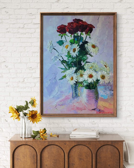 Bouquet of Daisies and Roses