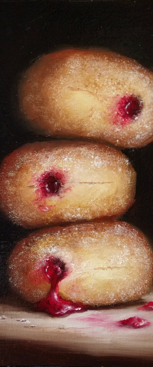 Jam Donuts still life by Jane Palmer Art