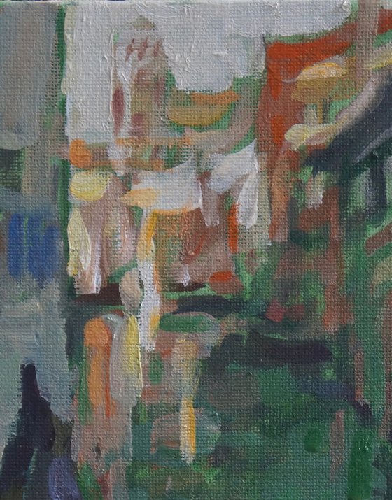 Original Oil Painting Wall Art Signed unframed Hand Made Jixiang Dong Canvas 25cm × 20cm Water Alleys of Venice Italy Small Impressionism Impasto
