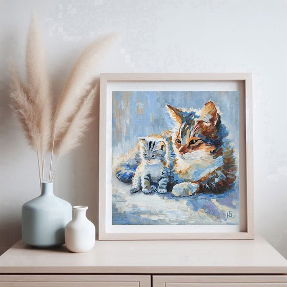 Cat and Kitten painting