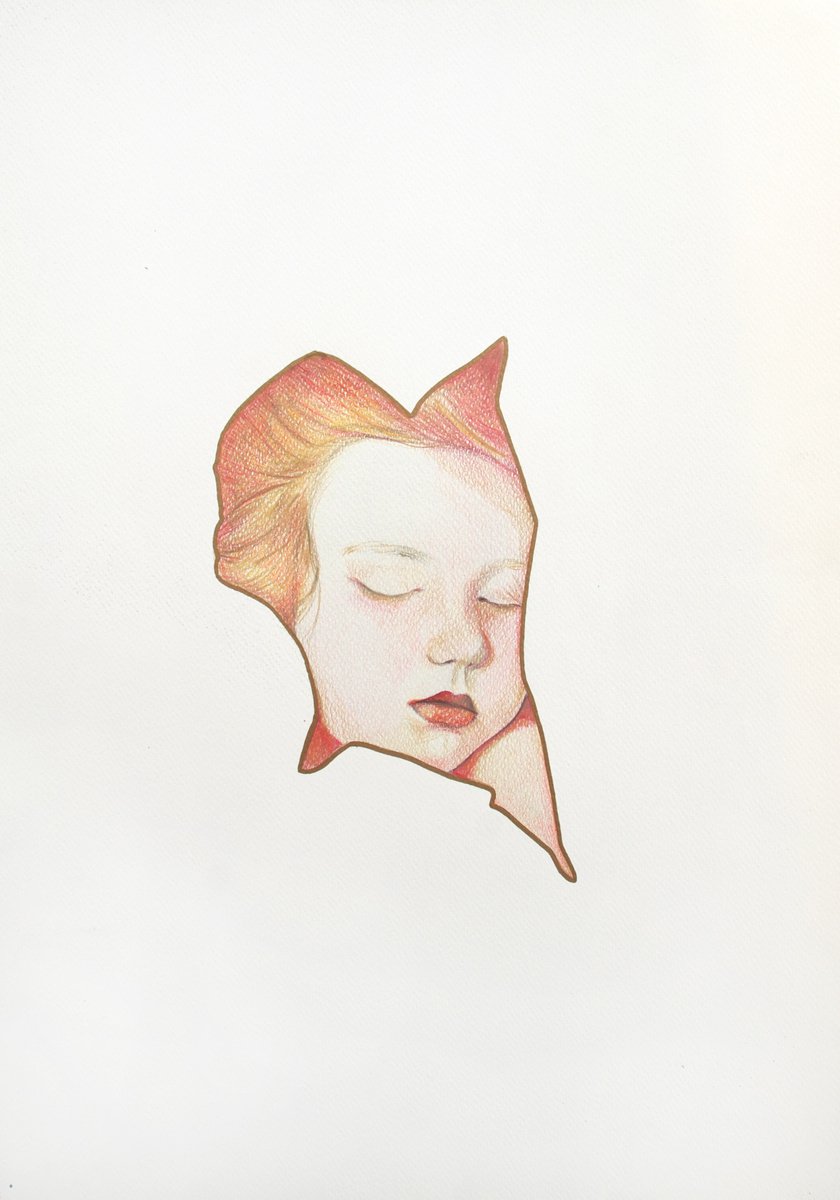 Portrait Pencil Drawing By Andromachi Giannopoulou, 14 X 20, Girl Sleeping, Original Artwork