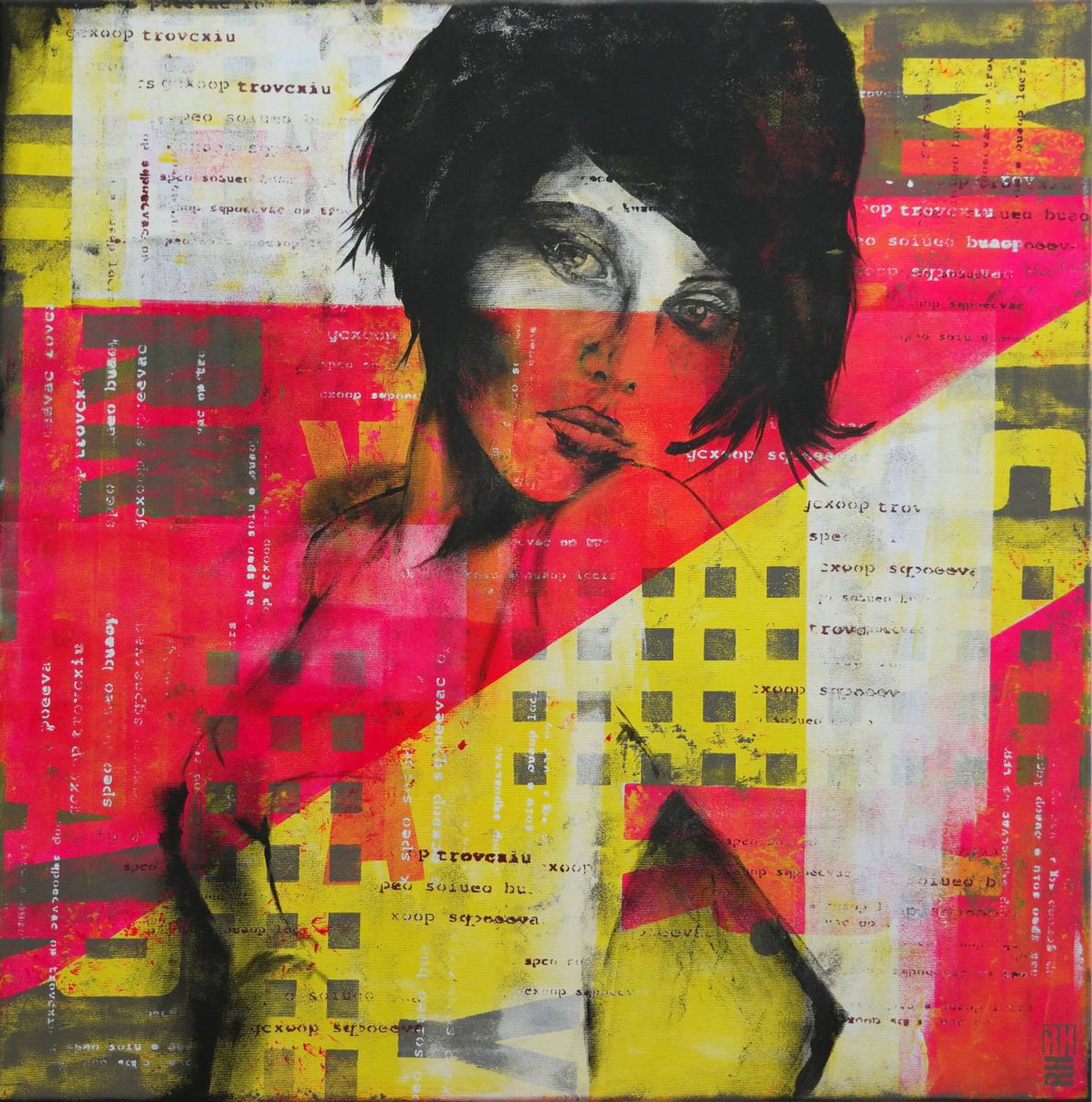 Abstract Neon Popart Face Five Triangle B3 Artfinder