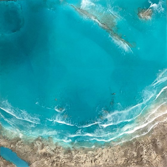 White Sand Beach - Aerial Ocean Painting