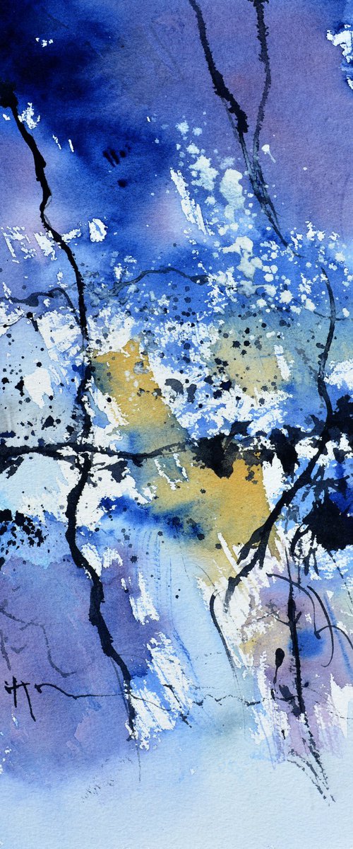 Back to blue- abstract watercolor - 3423 by Pol Henry Ledent