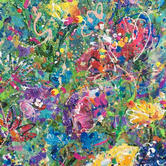 Abstract Floral Meadow with Sea View