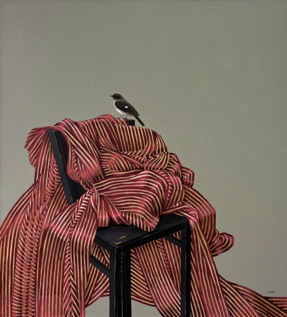 Silk, chair and bird