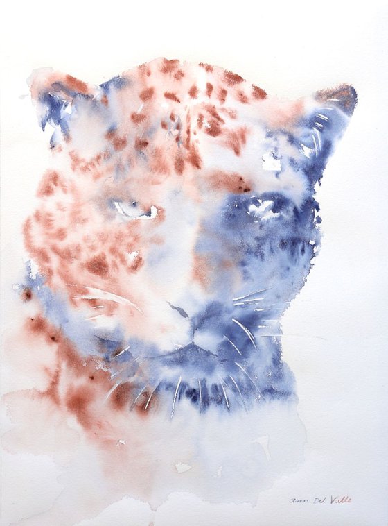 Leopard watercolour large "The Watcher"