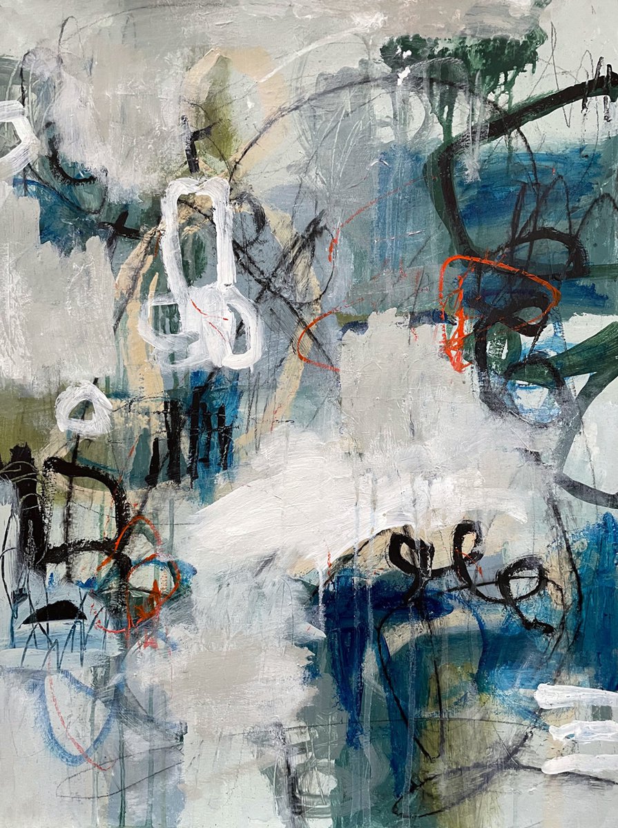 Organic Abstract Acrylic Painting By Judy Wise, 18 X 24, Wat