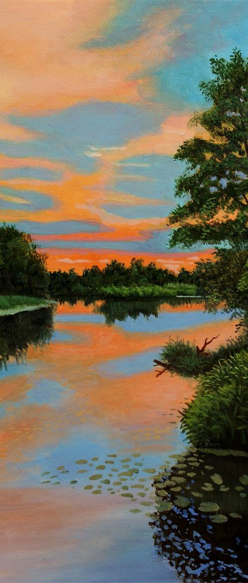 Sunset on the River by Dietrich Moravec