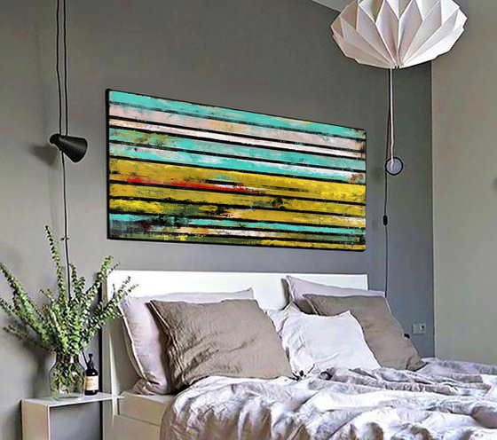 Stripe 9 48x24" Abstract Painting on Canvas