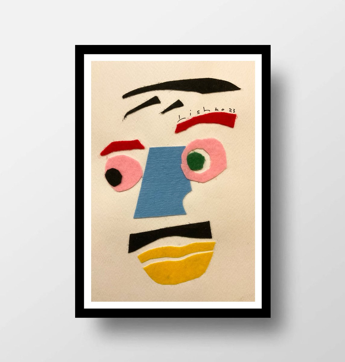 Expressive Portrait Collage By V. Lishko, 6 X 8", Portrait, Original Artwork