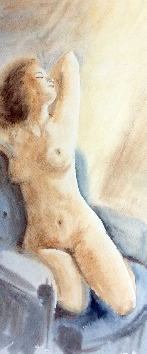Nude Art Painting -  sitting f by Olga Beliaeva Watercolour