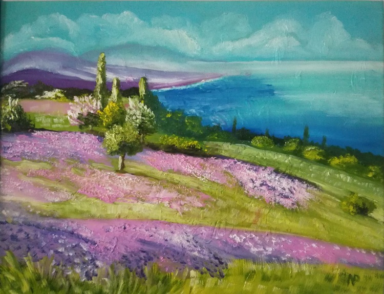 Lavender Fields Summer Sky Gift Original Oil Artfinder
