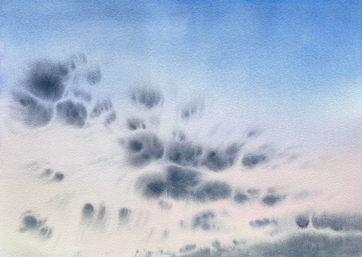 Abstract Landscape Watercolour By Alona Hryn, 20 X 14, Sunset In Sirmione, Original Artwork