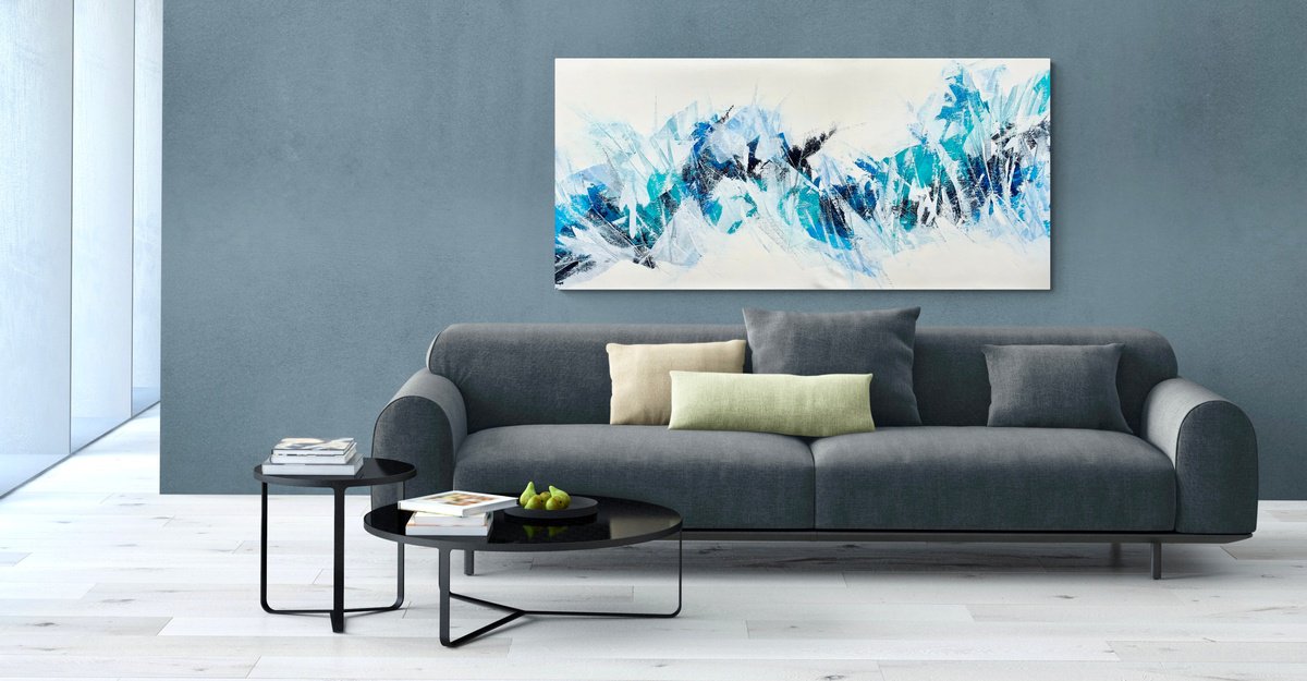  Beyond The Blue Sea 2024 By Anita Kaufmann, 59 X 28, Artwork For Sale On Artfinder