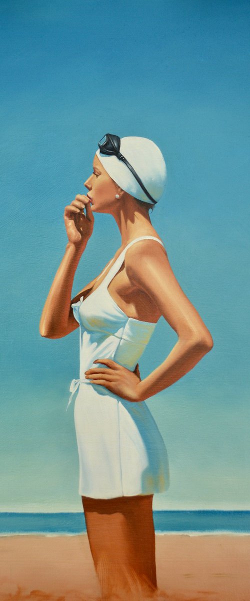 Pondering - in white by Johnny Popkess