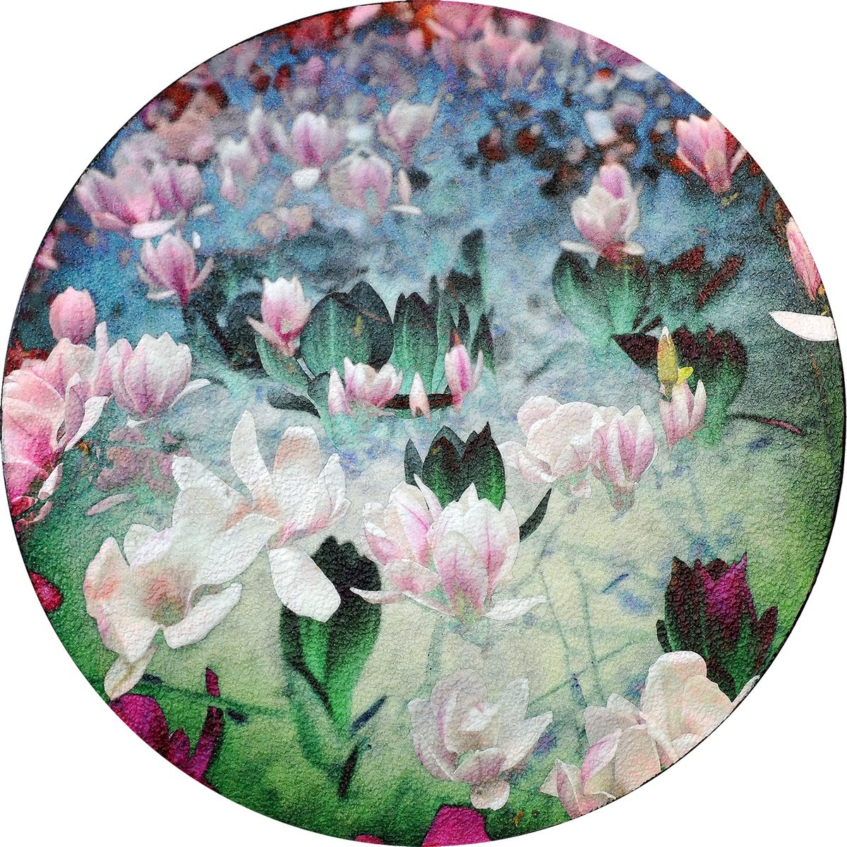 Botanical Print By Karin Vermeer, 30 X 30", Magnolia (Diapositive), Original Artwork