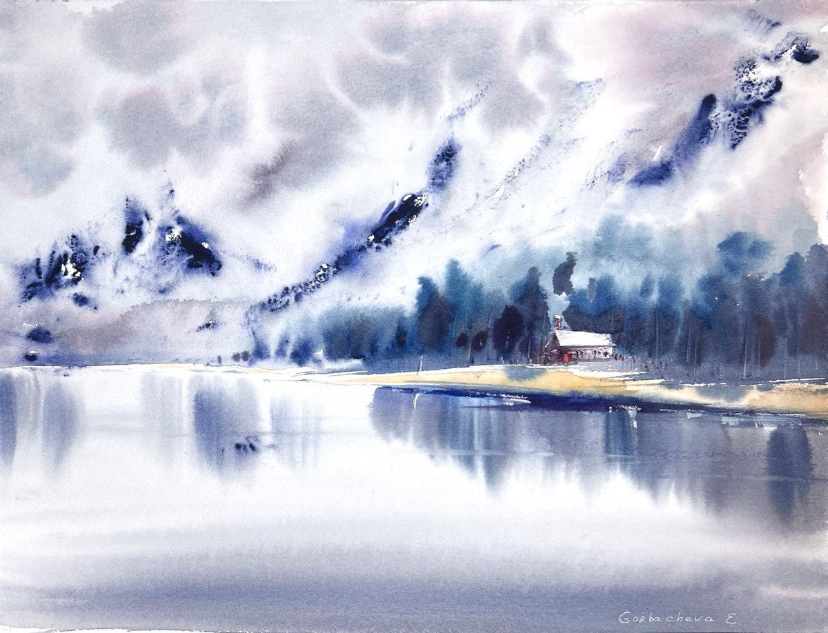 Impressionistic Watercolour , Lake House #2 By Eugenia Gorbacheva, 16 X 12, Artwork For Sale On Artfinder