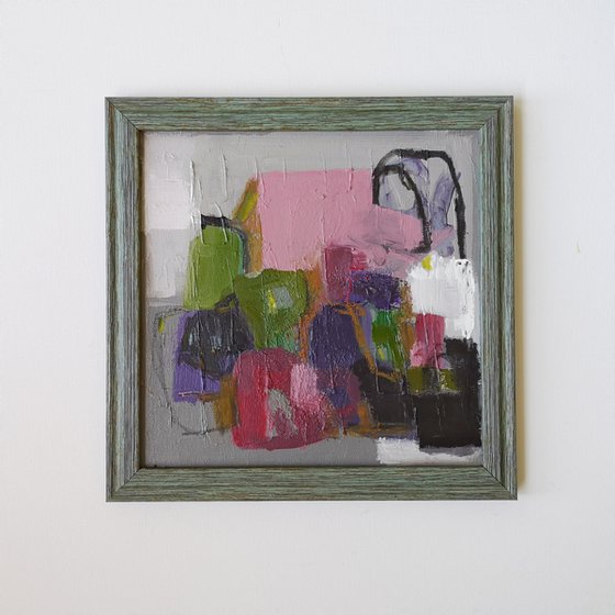 BOUQUET - framed small abstract artwork / handmade art gift