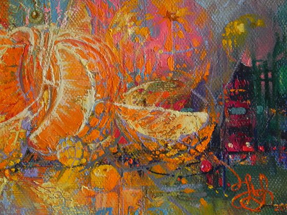 "Cheerful orange" Original art Original painting oil on canvas