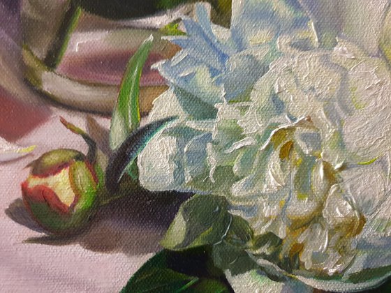 "In gray-pink tones. "   peonies flower 2021