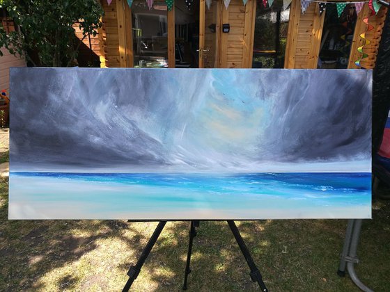 Seascape, Let the Light Shine In - Panoramic, XL, Modern Art Office Decor Home