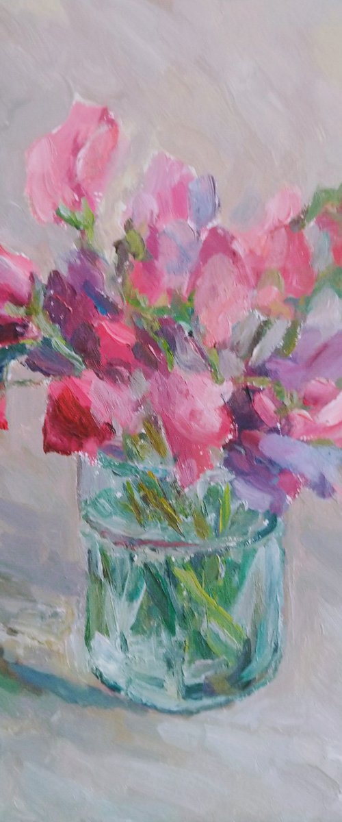 Sweet pea. Original oil painting. by Elena Klyan
