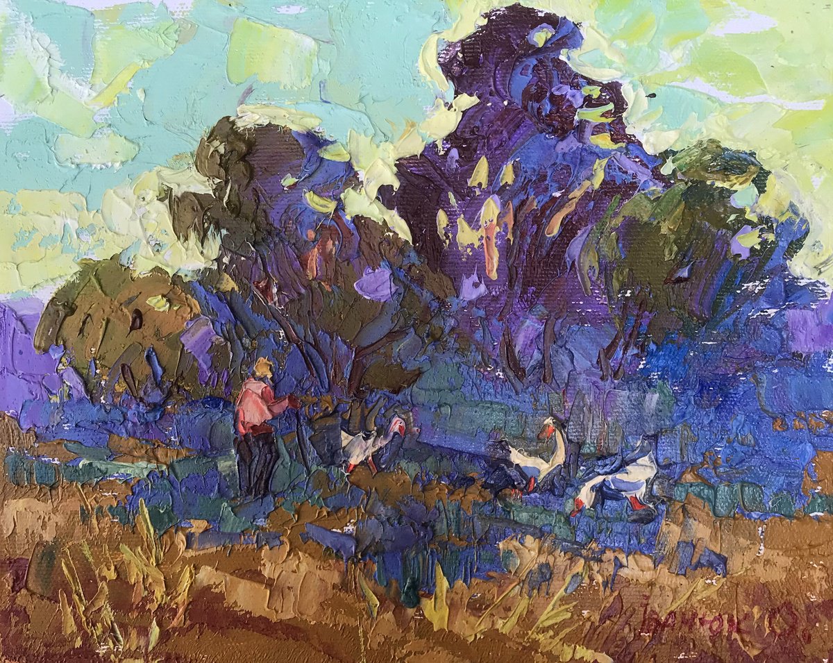 Impressionistic Landscape Oil Painting By Kalenyuk Alex, 10 X 8", Morning, Original Artwork