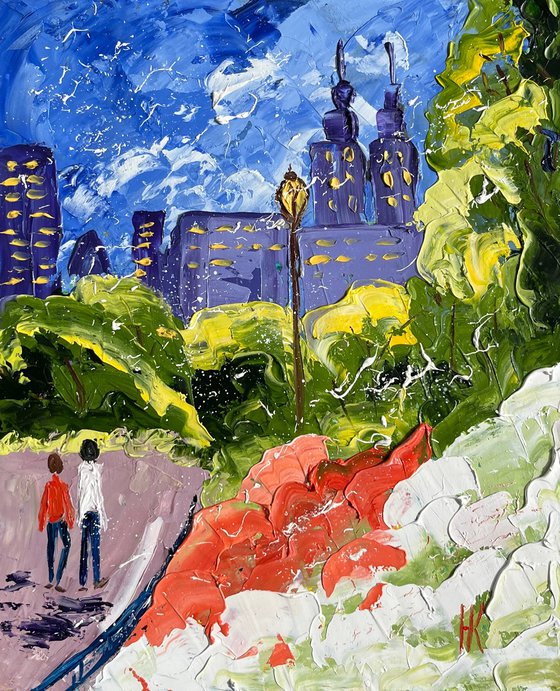 New York - original oil impasto painting