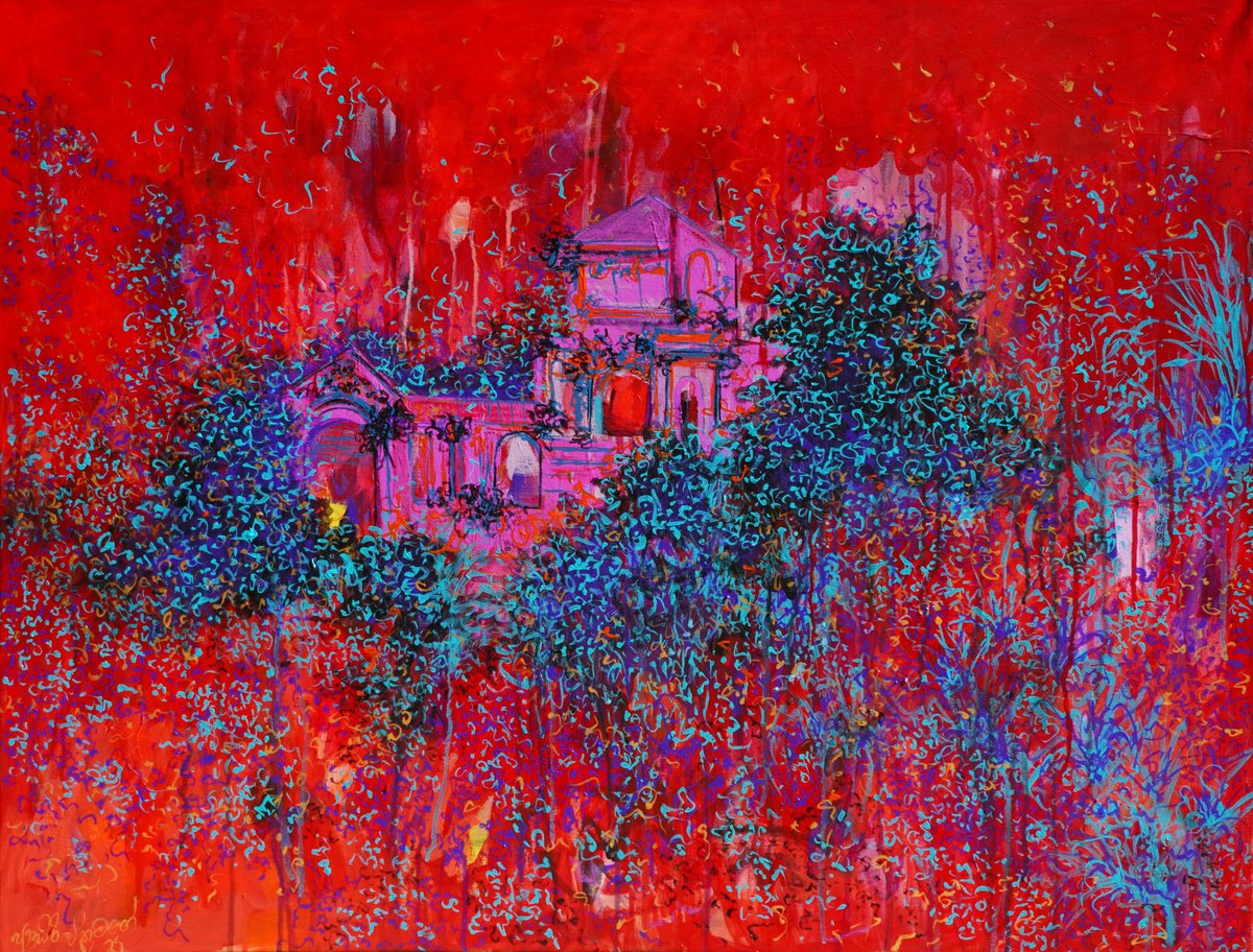 Impressionistic Landscape Acrylic Painting By Aasiri Wickremage, 40 X 32, Last Glow, Original Artwork