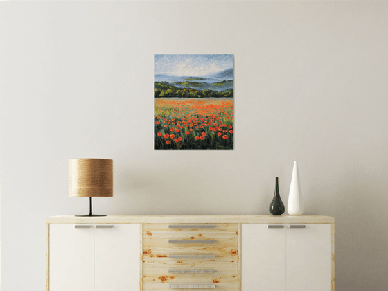 Poppy field in the mountains