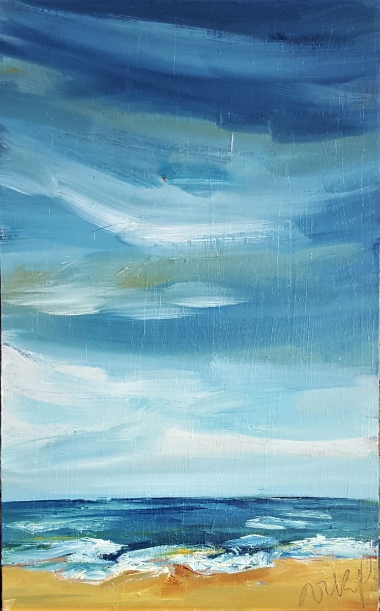 The never ending blue skies of Summer - semi abstract bliss by Niki Purcell - Irish Landscape Painting