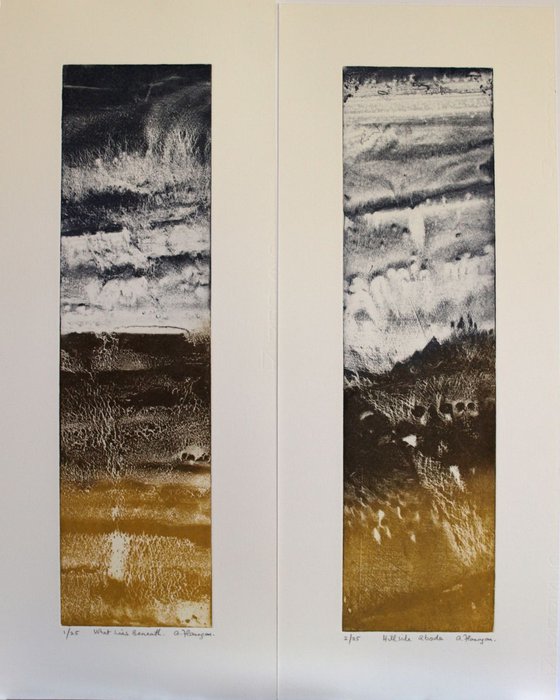 Vertical Pair of Prints - "Hillside Abode" and "What Lies Beneath"