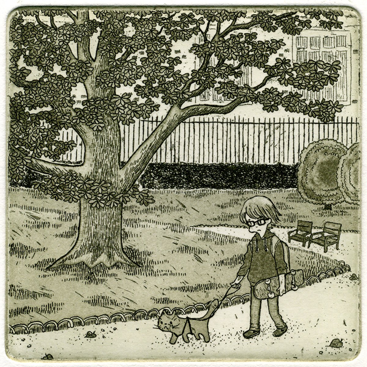 Illustrative Animal Etchings & Engravings By Saeko, 8 X 11", Everywhere Is Your Garden, Original Artwork