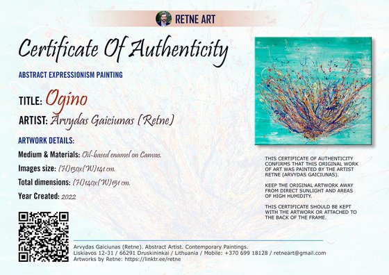 Ogino (H)140x(W)151 cm. Colorful Splash Abstract Painting