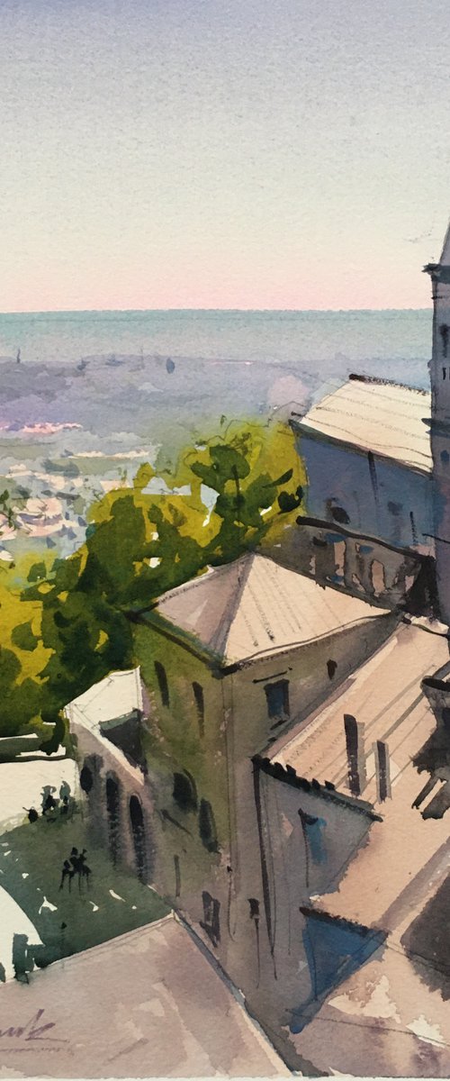 The original watercolor painting "San Marino" by Andrii Kovalyk