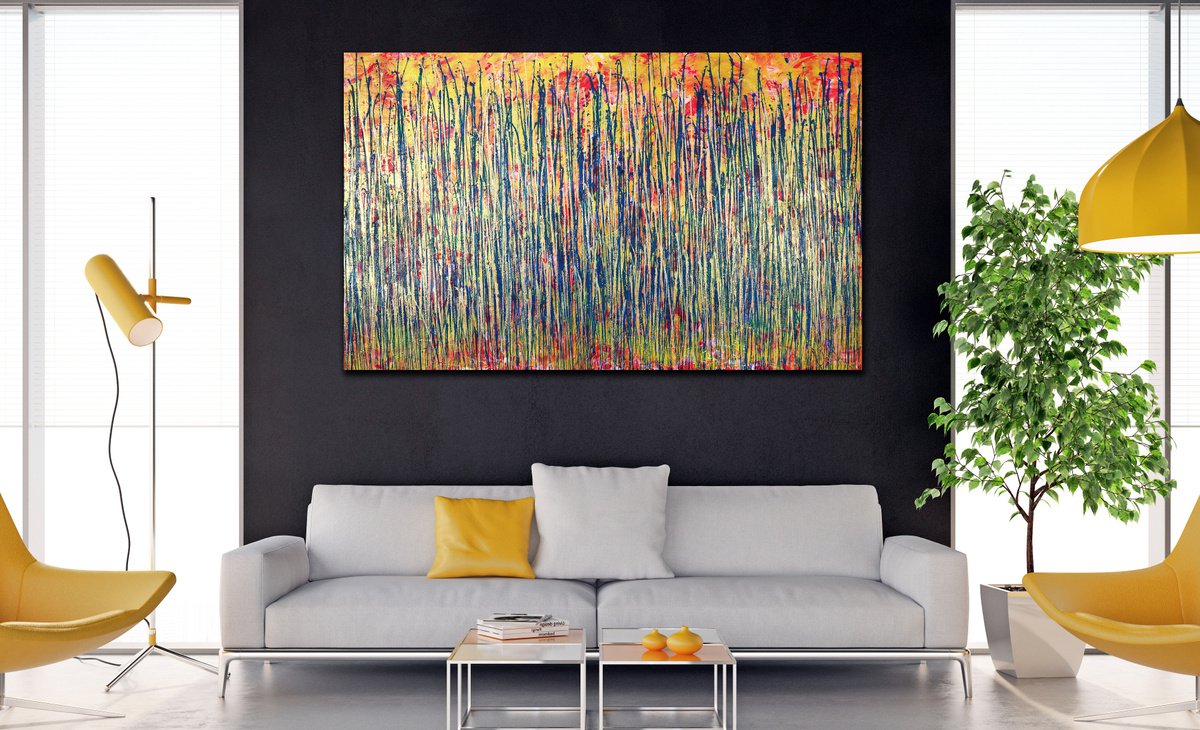 Drizzly Silhouettes (Golden Drizzles) By Nestor Toro, 70 X 44, Artwork For Sale On Artfinder