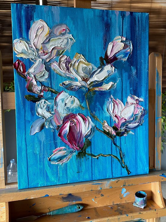 Magnolia on Turquoise