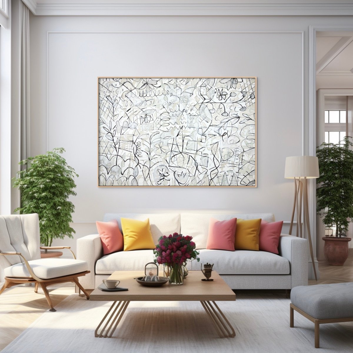 Organic Abstract Acrylic Painting By Michelle Louis, 77 X 52", All At Once, Original Artwork