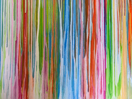 Where The Heart Is - LARGE,  STRIPED, MODERN, ABSTRACT ART – EXPRESSIONS OF ENERGY AND LIGHT. READY TO HANG!