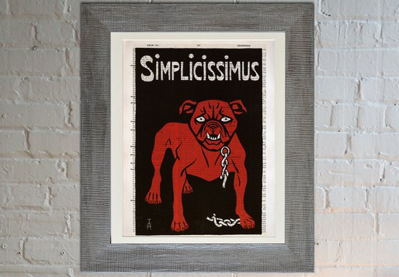 Simplicissimus - Collage Art Print on Large Real English Dictionary Vintage Book Page
