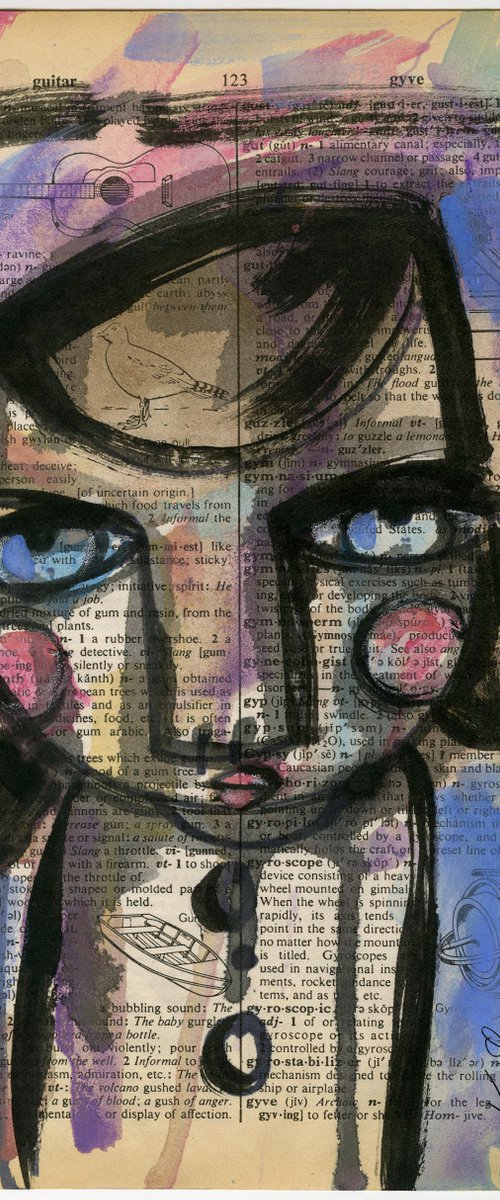 Funky Face 2020-30 - Mixed Media Painting by Kathy Morton Stanion by Kathy Morton Stanion
