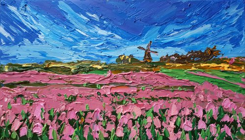 Tulip Fields V... / FROM MY A SERIES OF MINI WORKS LANDSCAPE by Salana Art Gallery