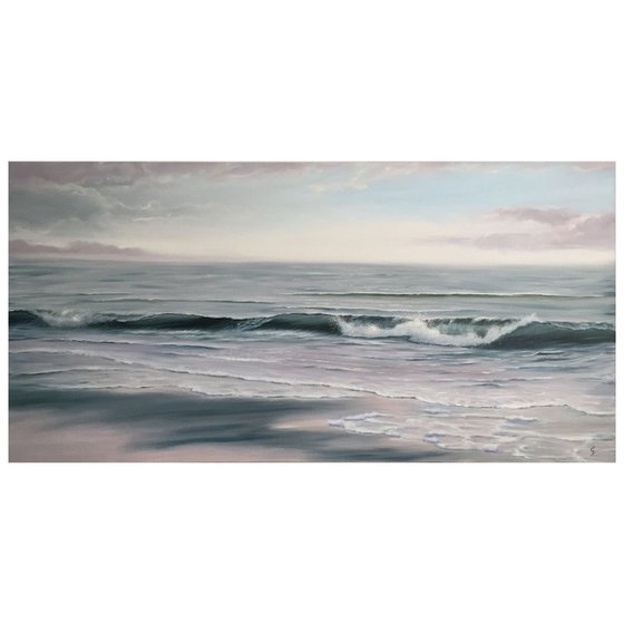Where I Come From, 48x24" Large Seascape Oil Painting on Canvas, XL Ocean Art, Ocean Waves Painting