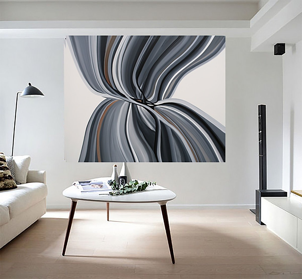 Organic Abstract Acrylic Painting By Susan Wooler, 60 X 48", Snowstorm, Original Artwork