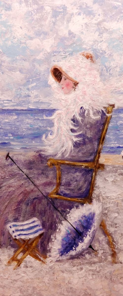 The woman on the seashore../free shipping in USA by Cristina Mihailescu