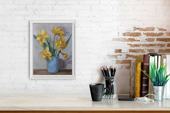 Yellow daffodils original oil painting