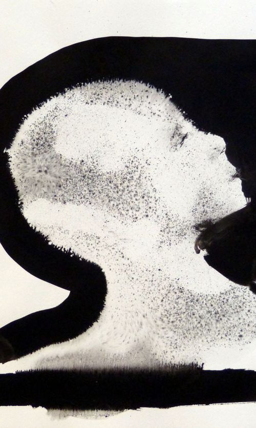 Black and white portrait 2, Ink on Paper 29x42 cm by Frederic Belaubre