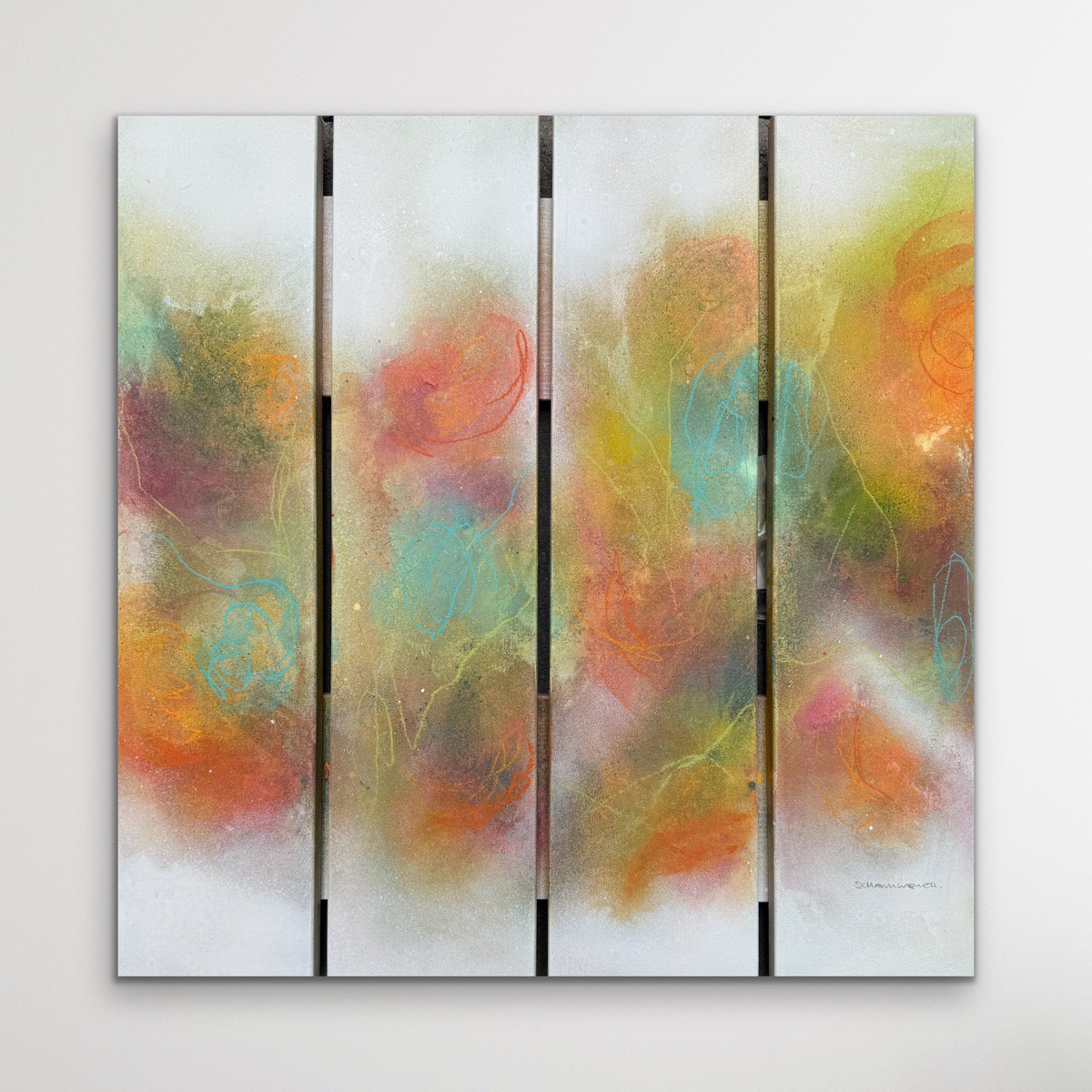 Abstract Landscape Acrylic Painting By Kirsten Schankweiler, 19 X 19", Blooming Dreams No. 5, Original Artwork